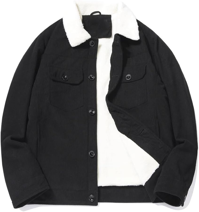 Lamb Velvet Corduroy Cotton Jacket Men's Autumn Winter Work Clothes, Plush Thickened