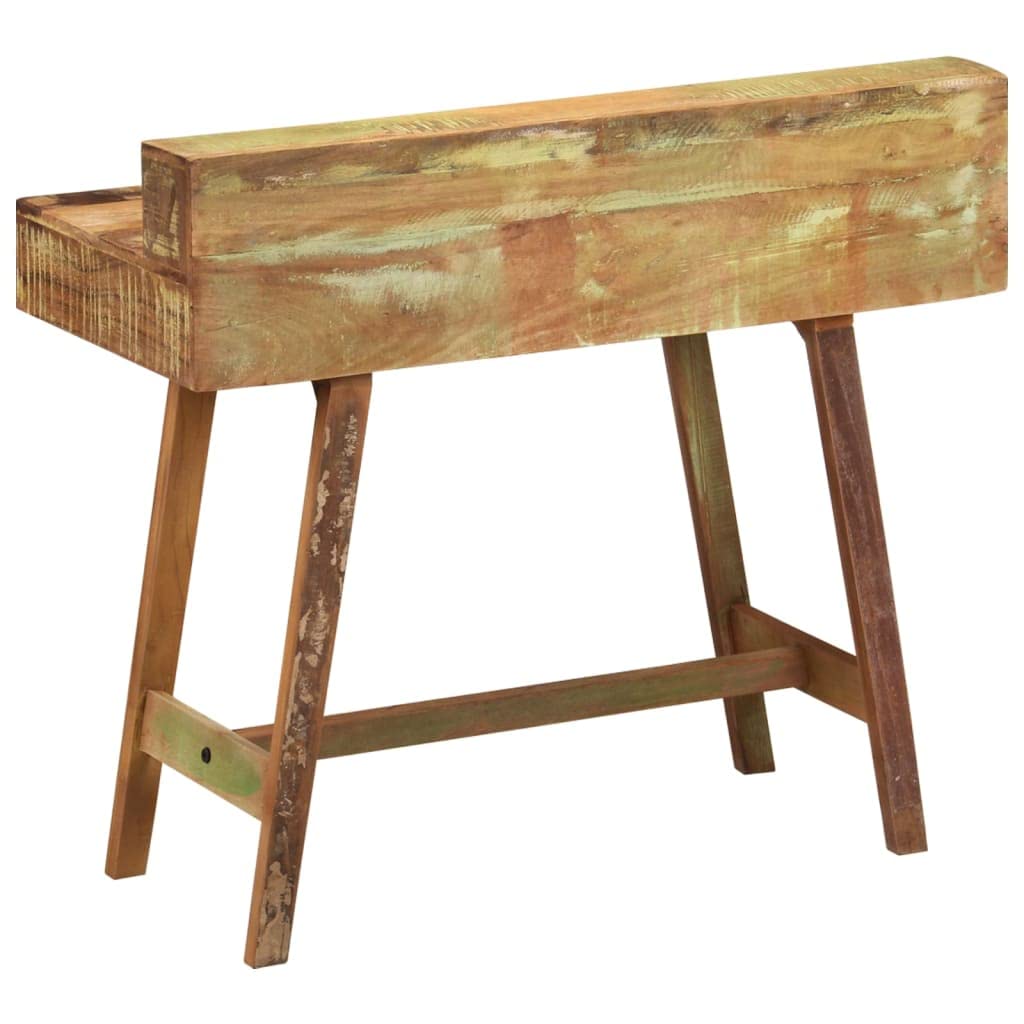 Biurko w stylu vintage ze starego drewna, 100 x 45 x 90 cm, lite drewno z recyklingu, ręcznie wykonane, z 2 szufladami, do biura, domowego biura, stołu komputerowego