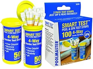 Poolmaster 22200 Smart 4-Way Swimming Pool and Spa Water Chemistry Test Strips, 100 Count, 2 Pack, Made in The USA, Yellow