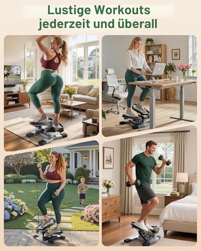 Sportsroyals Treppenstepper für Übungen, Drehstepper mit Widerstandsbändern und 150 kg Tragkraft