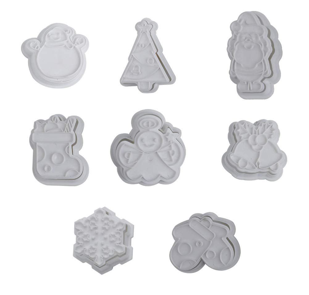 MXY Christmas Cookie Cutter Set Baking Shape Biscuit Mould DIY Mold Snowman, Snowflake, Christmas Tree, Angel, Santa Claus, Socks, Bell and Gloves 8 Sets