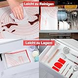 Nifogo Silikonmatte Backmatte Silikon Backunterlage 60 x 40 cm, Teigmatte Wiederverwendbar Antihaft Rutschfest mit Messung Teigschaber