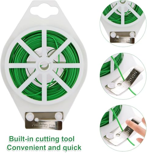 Garden Plant Ties, Ataduras Verdes para Plantas con Cortador, 100 m Cintas de Alambre para Jardinería Oficina Hogar miniatura 2