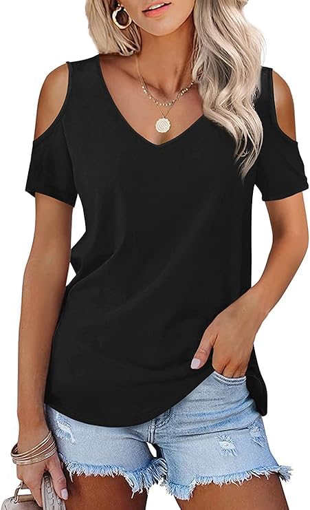 Schulterfreies Oberteil Damen Sommer Kleidung 2025 Basic Elegante Tunika T-Shirt Tops
