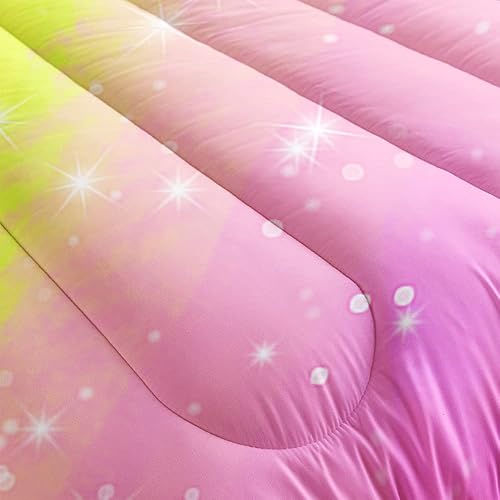Miniatura 3 de Juego de edredón de acuarela con purpurina pastel para niñas, niños y adolescentes, tamaño individual, amarillo, azul, morado, arcoíris, galaxia,