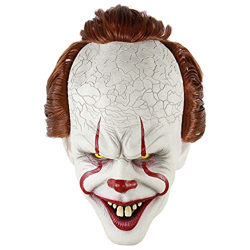 LiuzilaiST Adult Horror Clown Joker Stephen Latex Costume Mask Scary Halloween Cosplay Party Decoration Props White