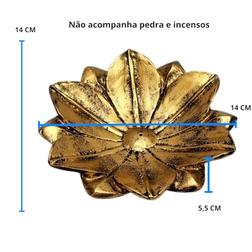 Incensário Vareta e Porta Cristais Flor de Lotús Resina Decoração