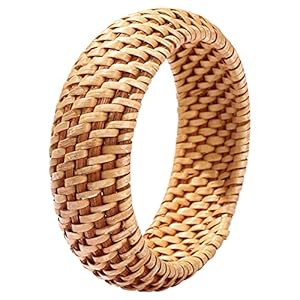 HEIDKRUEGER Rattan Bracelet For Women Girls Handmade Lightweight Straw Wicker Braid Woven Bangle Bracelet Summer Statement Chunky Bracelet (Fine B)