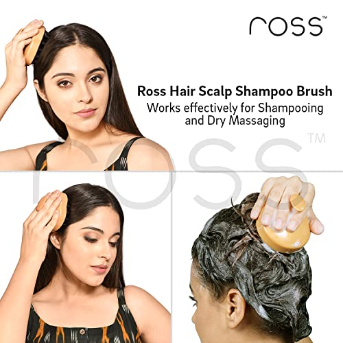 Image of Ross Hair Scalp Manual Massager Shampoo Brush with Soft Silicone Bristles for Blood Circulation (Gold)