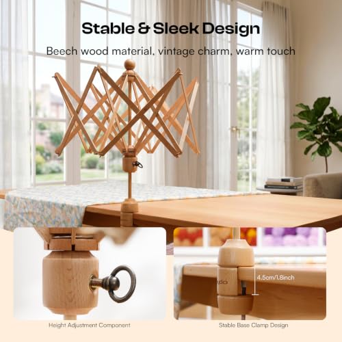 Image of Caydo Wooden Yarn Swift, Umbrella Swift for Skeins, Classic Beech Wood