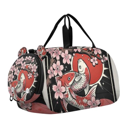 Bolsa de gimnasio Cherry Blossom Kois con zapatero para deporte infantil y viajes cortos