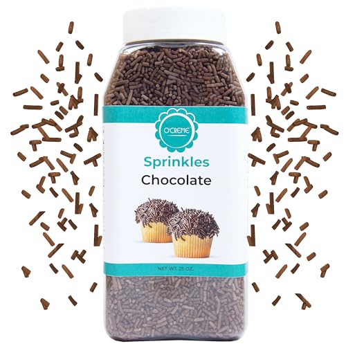Image of O'Creme Chocolate Sprinkles for Baking, Kosher, 25 oz | Easy-pour jar of pastel chocolate sprinkles perfect for decorating cupcakes, cookies, cakes, and ice cream.