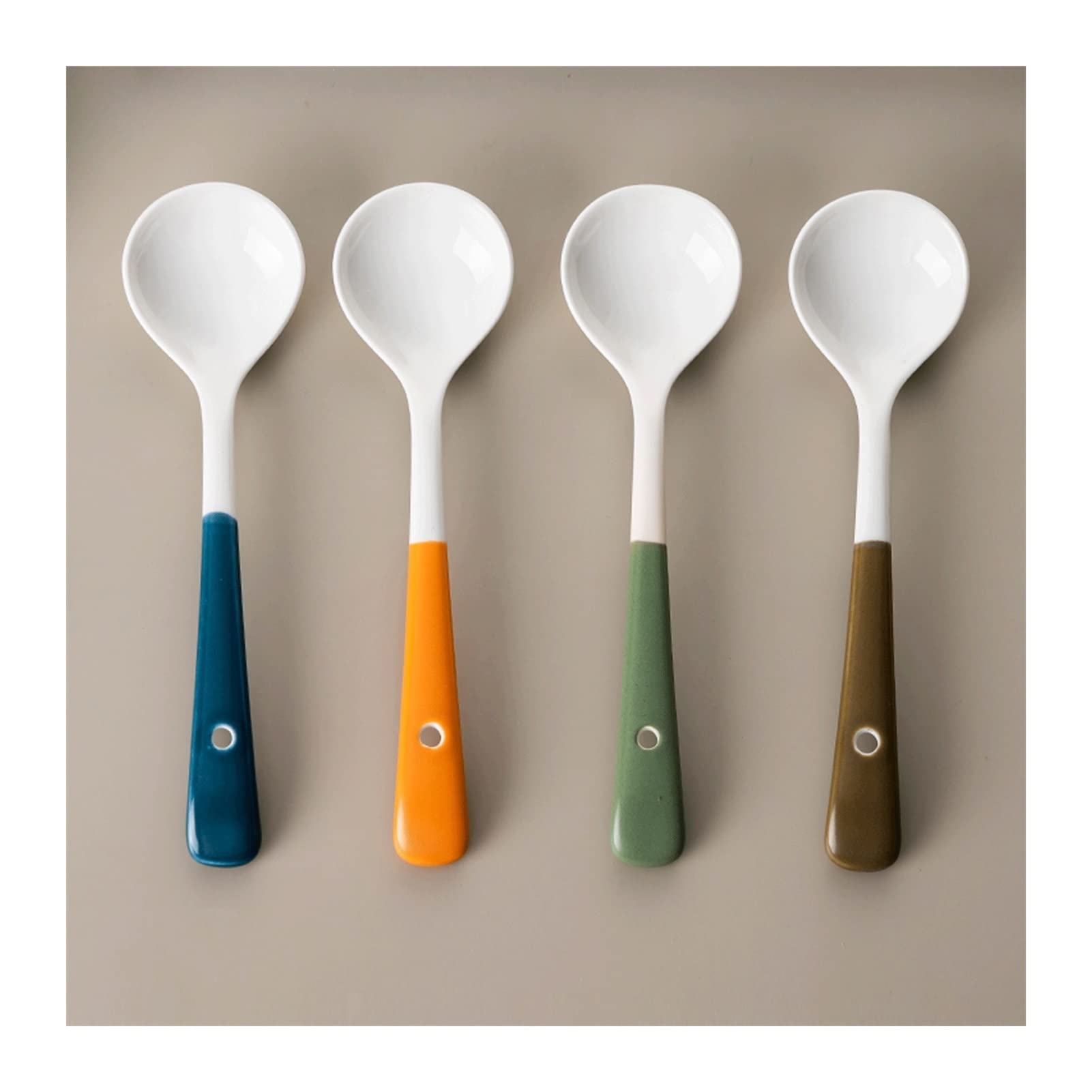 Cucchiaio in ceramica con manico lungo in stile giapponese dipinto a mano underg