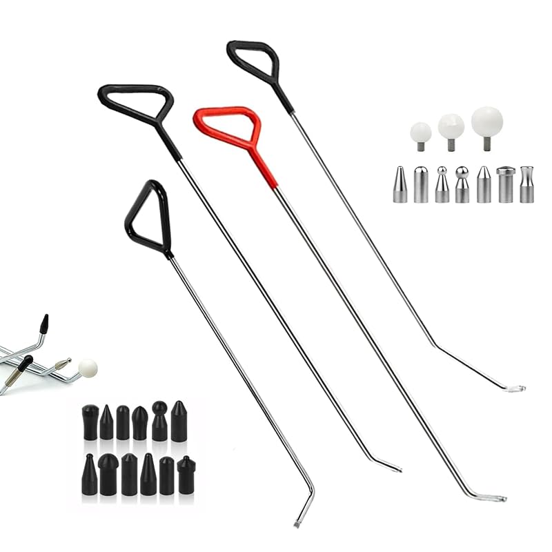 Kit de Hastes em Aço Inoxidável para Reparo de Amassados Automotivos LadyRosian com 18 Pontas Cônicas ZF-REHC-KIT