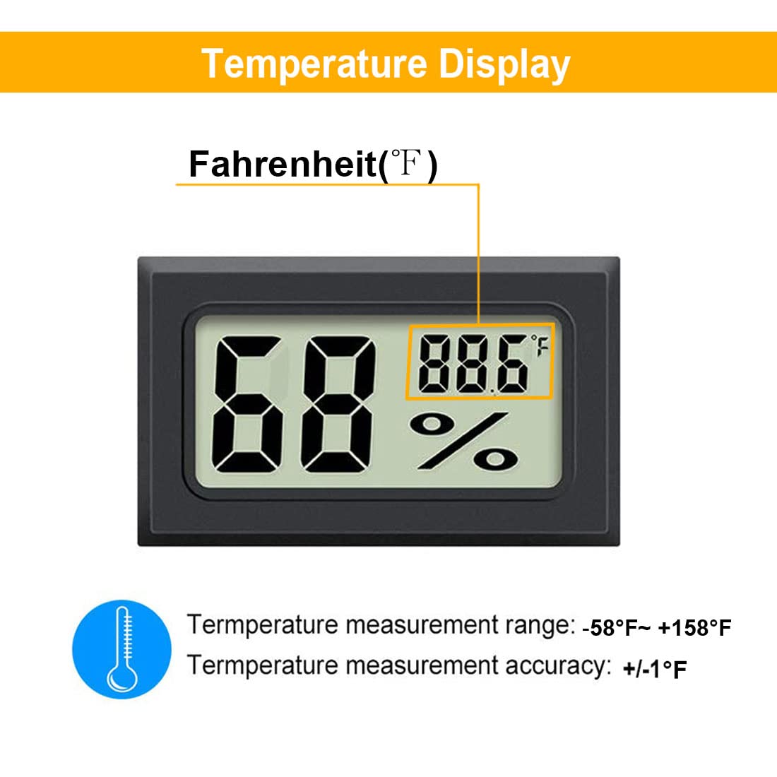 JEDEW 2-Pack Hygrometer Gauge Thermometer Indoor/Outdoor,Mini Digital Temperature Humidity Meter for Humidifiers Greenhouse Reptile Plant Humidors ,LCD Monitor, Display in Fahrenheit (℉)