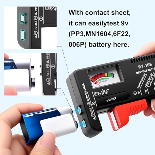 Tester baterii, tester baterii do wszystkich akumulatorów, bateria do sprawdzania napięcia, AA, AAA, D, C, 9 V i 1,5 V ogniwa guzikowe – do precyzyjnego testu stanu baterii