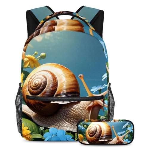 Sac à dos école grande capacité ados fille garçon motif escargot multicolore