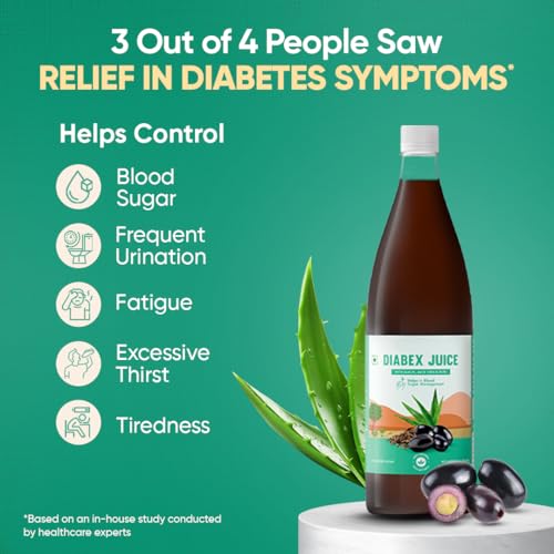 Image of Dr. Vaidya's Diabex Juice for Diabetic Care | Ayurvedic Diabetes Juice with Karela, Jamun & Neem | Helps Manage Blood Sugar Levels | No Added Sugar or Artificial Flavours | 950ml (Pack Of 2)