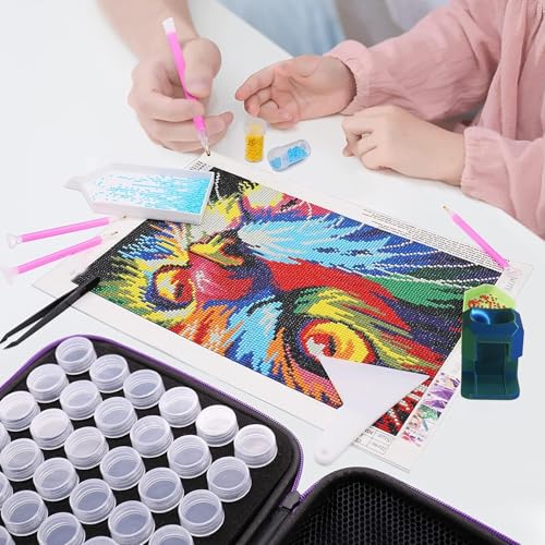 Image of Diamond Painting Accessories,New Version 2.0 Diamond Painting Drill Funnel for Round Containers,Storage Container for Diamond Art,Small Diamond Painting Containers (Silk Blue Green)