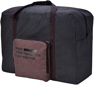 Bolsa esportiva de lona portátil para viagem e mala dobrável com rodinhas para fim de semana, negócios noturnos (cinza), Preto, 35 * 45 * 10cm