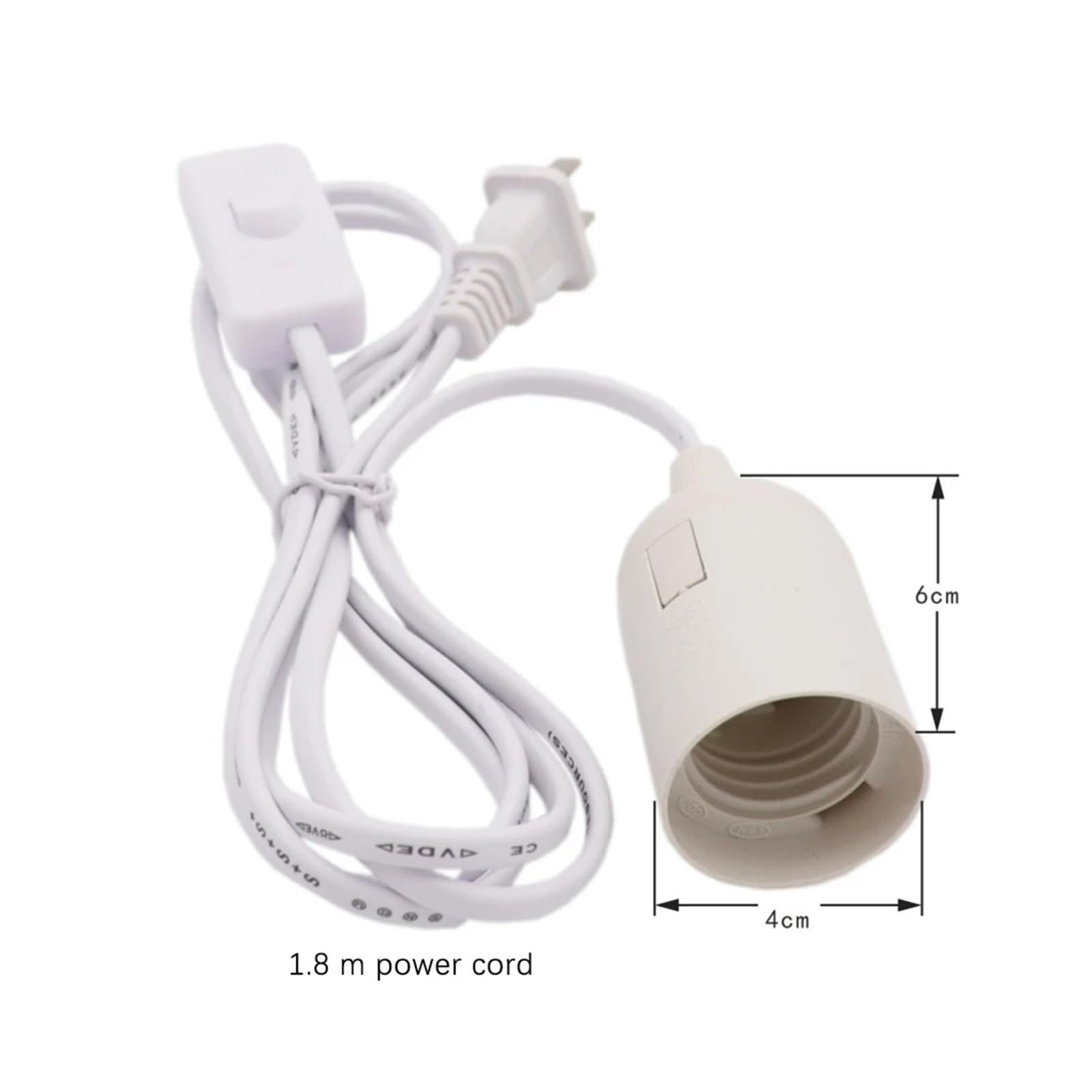 Portalámparas 10 unids/lote con cable de interruptor U + S E + U enchufes cabeza Droplight soportes de lámpara de tornillo grande for lámparas de ahorro de energía L + E + D(E14,Black U+S Plugs)