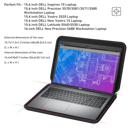Image of Smatree Hard EVA Protective Case Compatible for 15.6 inch DELL Vostro 3520 /New Vostro 15 /Inspiron 15, Latitude 5540 /5530, Precision 3570 /3581 /3571 /3580, 16 inch Precision 5680(A1600) Laptop Case