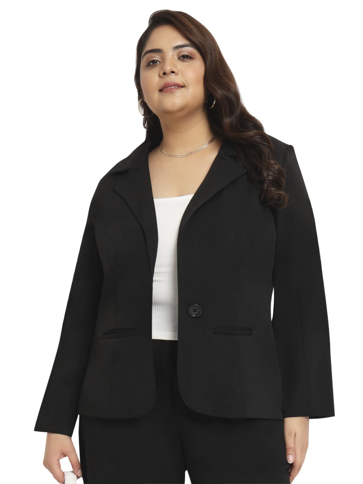 wild u Women Plus Size Blazer | Single Breast | Formal | Mild Stretch | Easy Care | Western Stylish (Black, Size : 3XL to 8XL)-picture-27