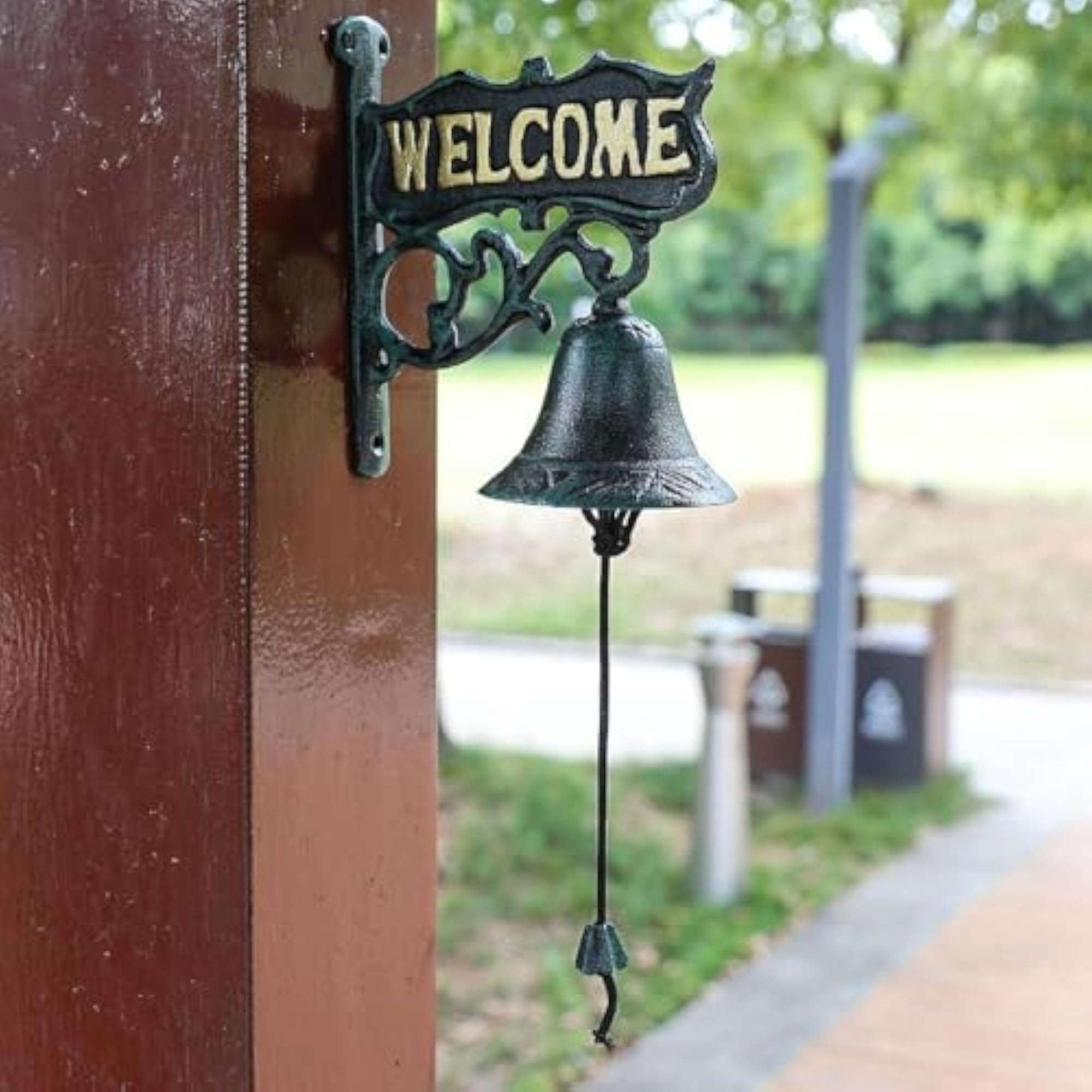 Cast Iron Door Bell Welcome Sign for Outdoor Use