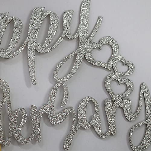 Yuinyo Happy Anniversary Party Decoration Gold Glitter Happy Anniversary Cake Topper - Forever Party Favors For Special Events For Engagement Wedding Anniversary Toppers (Silver) #TOP1