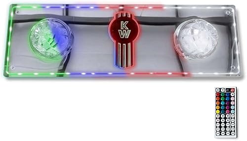 Florida's Finest Customs Kenworth - Luces de techo para dormir (cambio de color RGB)  Placa de luz de cúpula con logotipo de Kenworth y acabado de