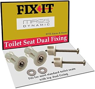 FIX-IT Pack of Dual Fixing, Includes Top Fix/ Bottom Fix Tightly Secures Your Toilet Seat, Suitable for 14-19 mm Hole Sizes in Standard Pans
