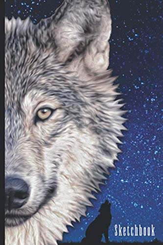 Sketchbook: Wolf Themed Personalized Artist Book | Soft Cover Blank Sketch Pad Tablet | 6”x 9”, 108 pages pages | Gifts for Kids Girls Boys Teens Adults | for Drawing Painting Charcoal Ink