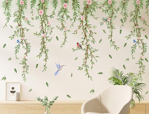 Vinilo decorativo hojas verdes para pared miniatura 5