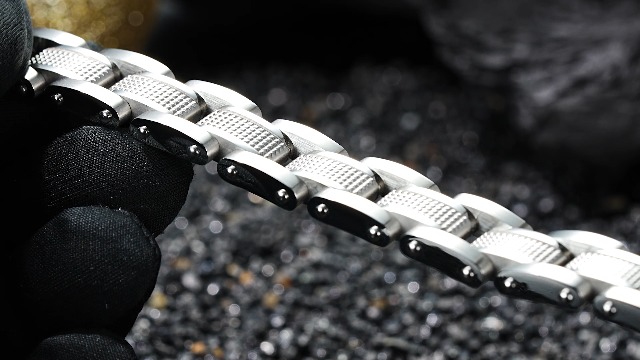 Pulsera para hombre de acero inoxidable con diamante negro miniatura 7