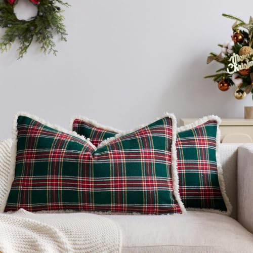2 Pack Vintage Plaid Pillow Cover Christmas Pillow Case 19.69×11.81in - image 1