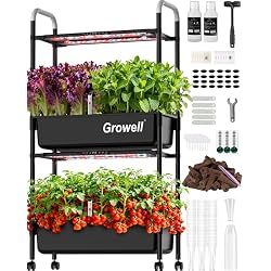 Growell 54 Pods Hydroponics Growing System Kit with Independent Water Pump | Vertical Indoor Herb Garden with 2 Light Modes & 2 Timer, Smart Water Circulation, 28L Water Tank, Movable & Space-Saving