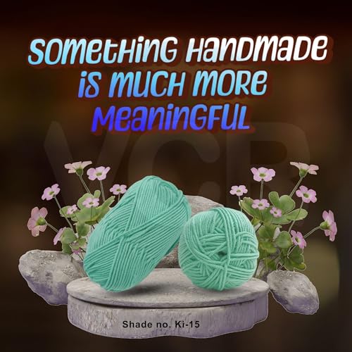Image of VCR Sea Green Yarn, 100 Grams Hank, 190 Meters Length, Acrylic Ball for Crochet and Knitting, Soft Crosia Threads, Pack of 1 Yarn, Suitable for DIY Crafts