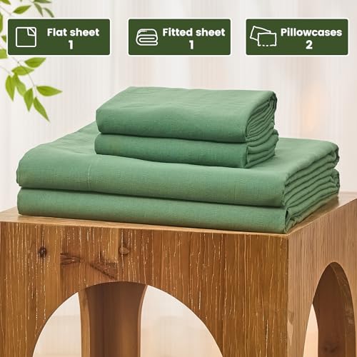 Image of Bedlifes 100% French Linen King Bed Sheet Set - 16 inch Deep Pocket, 4-Piece | Soft & Durable, Breathable & Cooling, Pure Flax Linen, OEKO-TEX Certified, Moisture-Wicking, Easy Care, Machine Washable