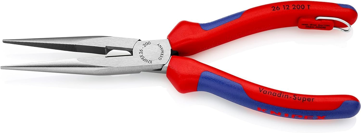 Knipex Alicate de montaje (alicate de boca cigüeña) negro atramentado, integrada para colocar un dispositivo de protección anticaídas 200 mm (cartulina autoservicio/blíster) 26 12 200 T BK