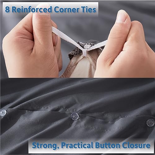 image for Nestl Dark Grey California King Duvet Cover Sets - Soft Double Brushed