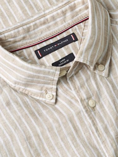 Image of Tommy Hilfiger Men's Long Sleeve Casual Linen Button Down Shirts in Regular Fit