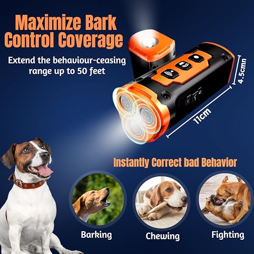 Image of Foodie Puppies Dog Repellent Ultrasonic Device for Stray Dogs (Bark Deterrent Device) | Anti-Barking, Rechargeable with 50ft Range, 2000mAh Battery, LED Flashlight, Training Device with USB Cable