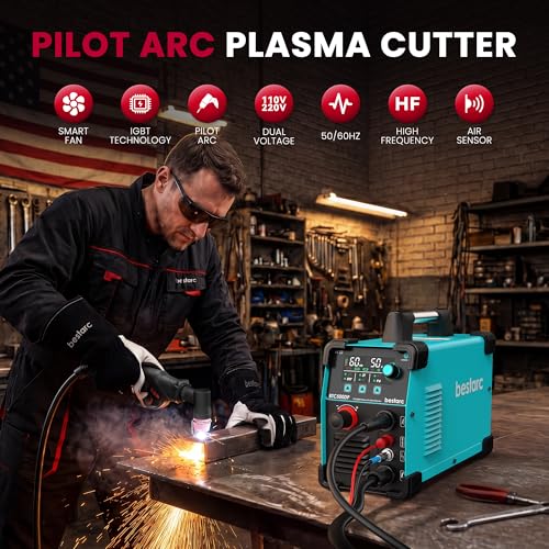Image of Bestarc 50A Plasma Cutter Machine [Pilot Arc], 110 /220V Dual Voltage, 3 /4 inch Max Cut on Steel, Aluminum & Copper, LED Display, Air Sensor, Post Flow, 2T /4T Mode DIY, Home Garage & Workshop