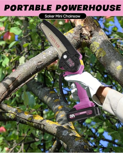 Saker Mini Chainsaw|6 Inch Chainsaws[2025 Upgraded]|Mini Cordless Electric Chain Saw|Small Handheld Portable Chain Saws Battery Powered Chain Saw for Tree Trimmer and Garden,Christmas Gifts - Thumbnail 6