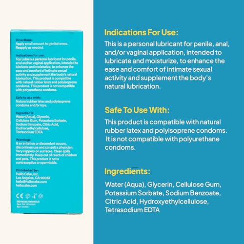 Image of Hello Cake Toy Lube, Thick, Non-Drip Jelly Lube for Adult Toys, Water-Based Personal Lubricant for Men, Women, and Couples, 1.7 fl oz