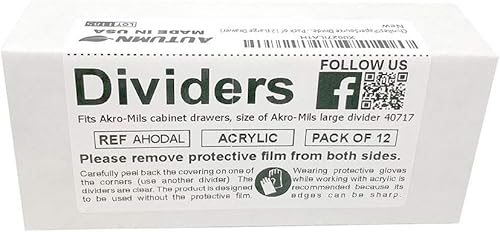 Miniatura 5 de Paquete de 12 separadores para cajones grandes de plástico, para almacenamiento de herramientas, compatible con Akro-Mils 40717 (20702 cajón grande)