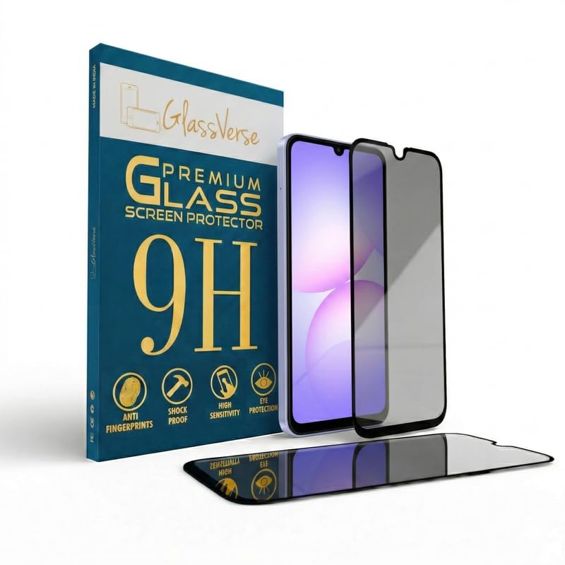 Image of GlassVerse Privacy Tempered Glass for Samsung Galaxy A07 | Anti Spy Screen Protector, 9H Hardness, Edge to Edge, Case Friendly, Hassle-less Installation Kit Included. (Pack of 2)