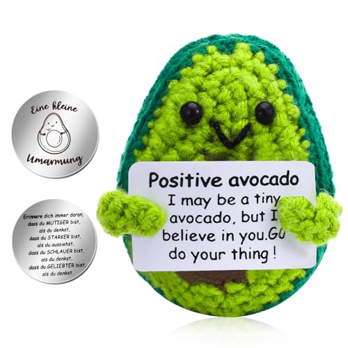 Camptrip Positive Kartoffel Avocado Pocket Hug Avocado Kreative Puppe Mutmacher Geschenk Glücksbringer Prüfung Geschenk mit Positiver Energiekarte Motivationsgeschenke