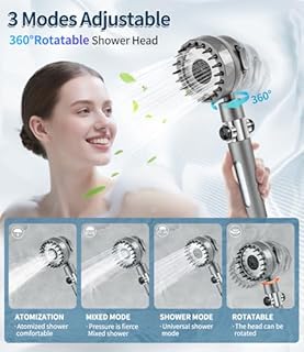 Ion Drops Filtered Shower Head with Handheld, High Pressure Water Flow Showerhead, with Shower Head Filter for Hard Water Boosting, with ON/OFF Switch and Rotatable Head