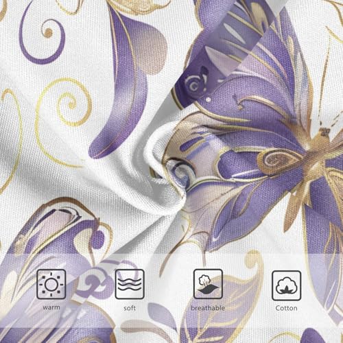 Purple Gold Butterflies Floral Girl Panties Cute Girls Underwear Toddlers Cotton Bright Briefs Undies Kids 2t3